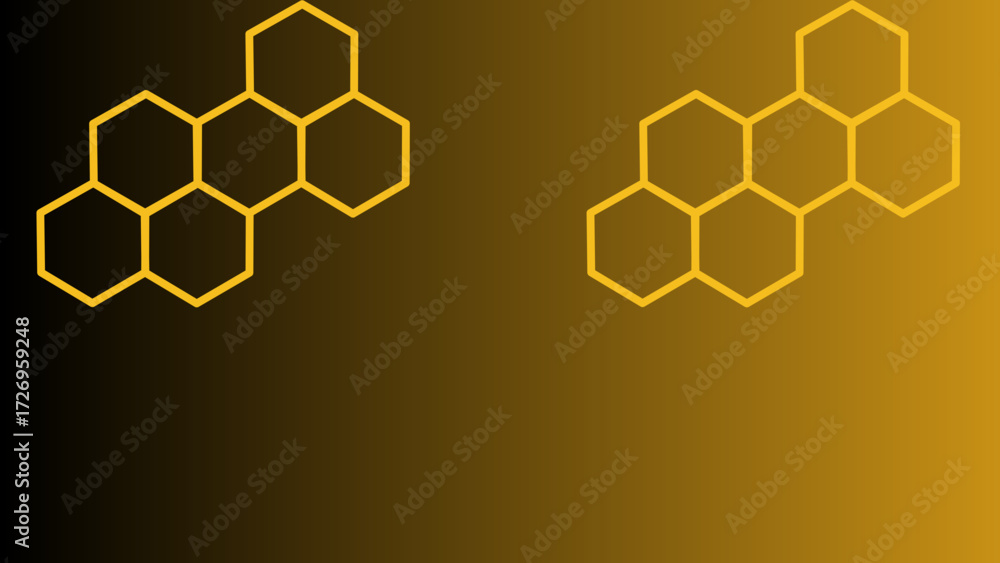 Poster honeycomb pattern golden gradient background abstract design geometric shapes cells graphic illustra