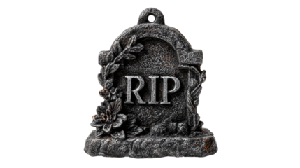 Mini gravestone decoration with "RIP" inscription, isolated on transparent background 