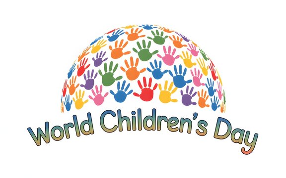 Colorful handprints forming a globe for world children s day celebration - Powered by Adobe