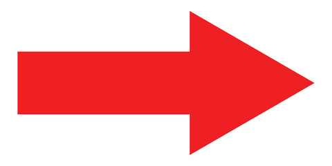 Red isolated arrow icon on white background.  Modern simple vector arrow on white page. Pointing arrow icon set. Right side pointing arrowhead. EPS 10. 