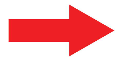Red isolated arrow icon on white background.  Modern simple vector arrow on white page. Pointing arrow icon set. Right side pointing arrowhead. EPS 10. 