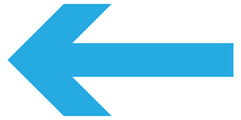 Blue isolated arrow icon on white background.  Modern simple vector arrow on white page. Blue arrow-head pointing vector. Pointing arrow icon set. Left side pointing arrowhead. EPS 10.  © Line Wave