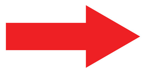 Red isolated arrow icon on white background.  Modern simple vector arrow on white page. Pointing arrow icon set. Right side pointing arrowhead. EPS 10. 