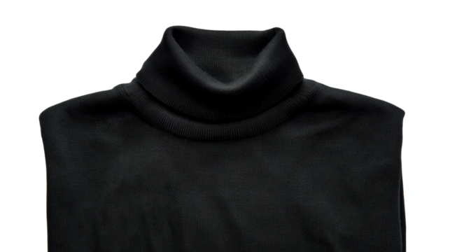 Black turtleneck sweater on a white isolated background