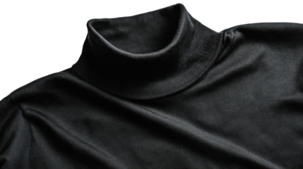 Elegant black turtleneck sweater on white background, perfect for stylish winter looks and layering.