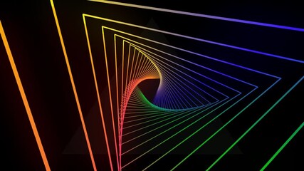 Colorful Neon Geometric Tunnel Animation with Rainbow Light Effects - Powered by Adobe