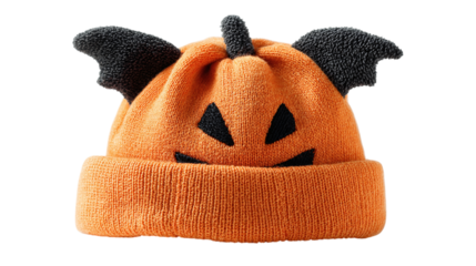 Pumpkin hat with bat ears, isolated on transparent background 