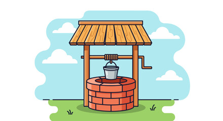 Rustic Stone Well Vector