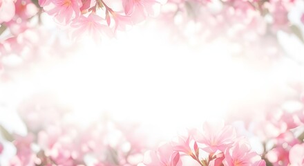 Obraz premium 3d illustration of soft focus pink flowers creating a bright, ethereal frame with a white center