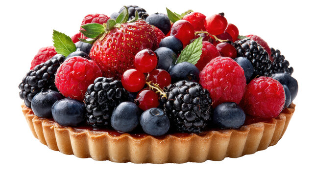 Delicious berry tart featuring mixed raspberries, blueberries, and strawberries on a crisp crust. - Powered by Adobe
