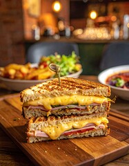 Grilled cheese sandwich with fries