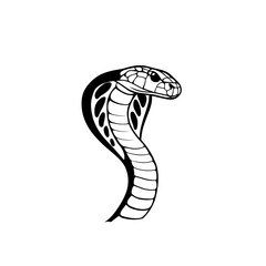 Fototapeta premium King Cobra. King Cobra simple black and white line art vector logo
