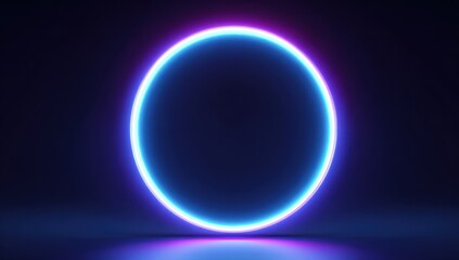 A vibrant, luminous neon circle glows against a dark backdrop, creating a striking visual effect.
