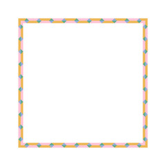 ピンクとイエローの幾何学柄の正方形フレーム