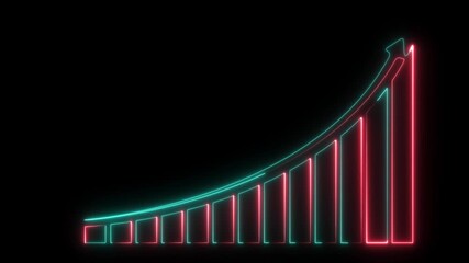 Red sine deep blue neon glowing growth, growing business chart animation, Neon line business graph animated concept. - Powered by Adobe