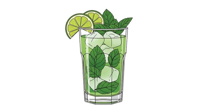 Mojito drink in glass.