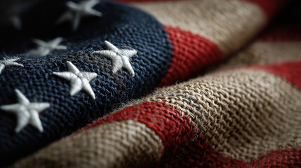 Dark textured background with american flag draped for patriotic celebration
