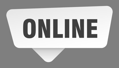 online sign. online white sticker isolated on gray background