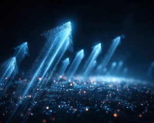 Dynamic Growth Arrows in Digital Space Illustrating Business Expansion