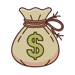 Cartoon Money Bag with Dollar Symbol Illustration