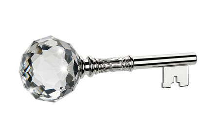 Ornate Crystal and Silver Key diamond faceted