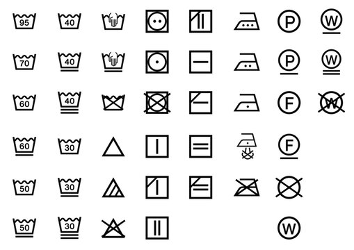 Japanese JIS Laundry Care Symbols Vector Set / 日本語JIS規格 洗濯絵表示アイコン一覧