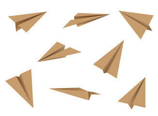 Paper origami airplane, flying planes from different angles