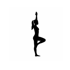 Silhouette of a woman in a yoga tree pose, vector for balance and meditation concepts, ai generated