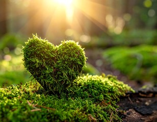 Heart-shaped moss in sunlight