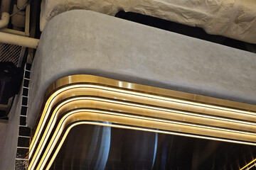 Illuminated Golden Light on Ceiling.
