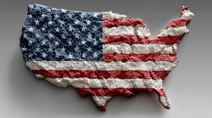 American flag textured map of the USA displaying all fifty states ideal for presentations