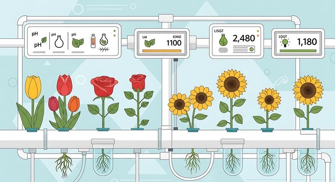 Flower Hydroponics Setup.