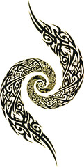 Abstract Celtic spiral ornament with a swirling vortex pattern, an intricate vector illustration asset for tattoo or graphic design