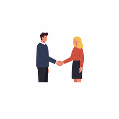 Fototapeta premium Business Man and Woman Shaking Hands | Partnership and Agreement Concept