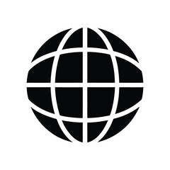 Globe with grid silhouette logo clean bold vector art illustration