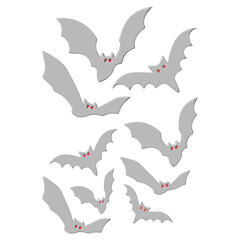 Eerie Flight A Swarm of Bats for Halloween Night Illustrations