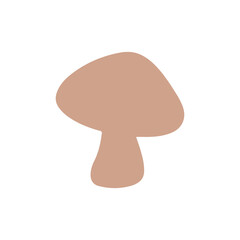 Minimalist beige mushroom illustration on a white background, a simple flat design depicting edible fungi, ideal for cooking, nature, or healthy food concepts