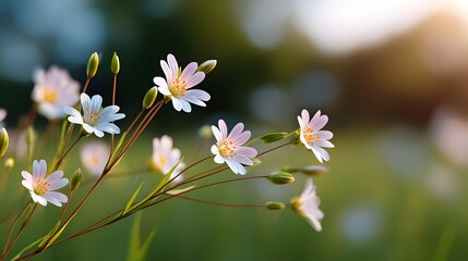 Obraz premium Beautifully vibrant and delicate spring flowers blooming in a natural, serene outdoor setting