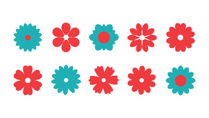 Colorful Floral Array: An abstract illustration featuring a collection of vibrant, multi-petaled flowers in a variety of shapes and colors, perfect for adding a touch of nature and visual interest.