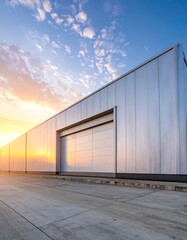 Obraz premium Modern warehouse at sunset