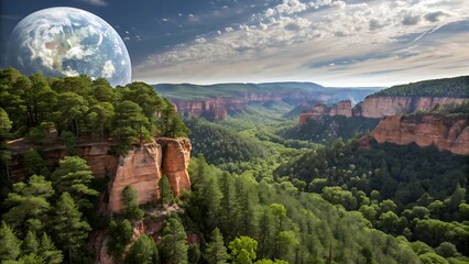 Our planet earth embraced by vibrant forest on AI generated