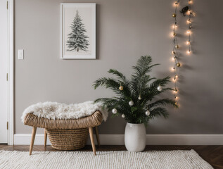 Festive Japandi Entryway with Subtle Christmas Decor