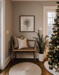 living room with christmas tree