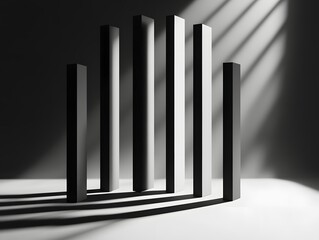 Obraz premium Abstract Geometric Columns With Dramatic Shadows