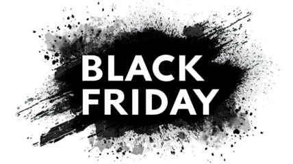 Black Friday text explosion graphic sale banner promotional discount typography advertising shopping event illustration isolated on white background
