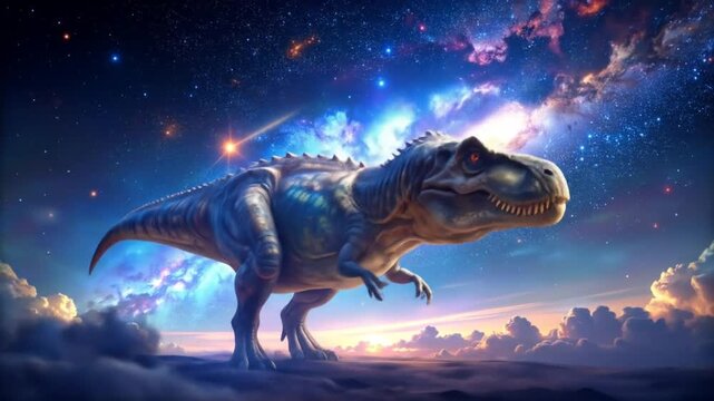 Astral Tyrannosaurus Rex Amidst Cosmic Wonders and Celestial Spectacles