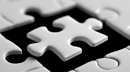 Obraz premium Monochrome puzzle pieces arranged to illustrate the concept of integ n, problem-solving, and finding a cohesive solution through collaborative effort.