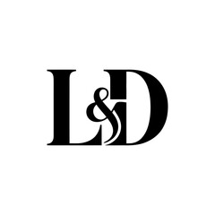 Sophisticated black and white L&D initial logo with a stylish ampersand, perfect for branding.