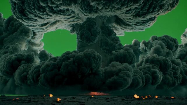 Massive explosion with intense fire and smoke