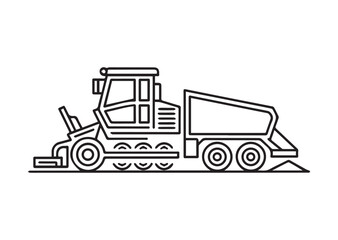 Road paver truck line art vector